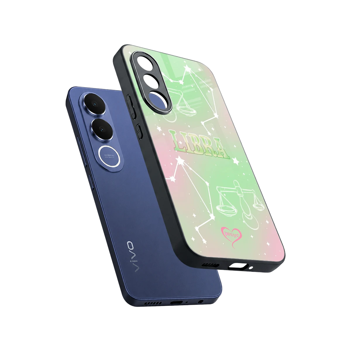Libra Aura sleek vivo v70 fe cover with tempered glass back and TPU edges