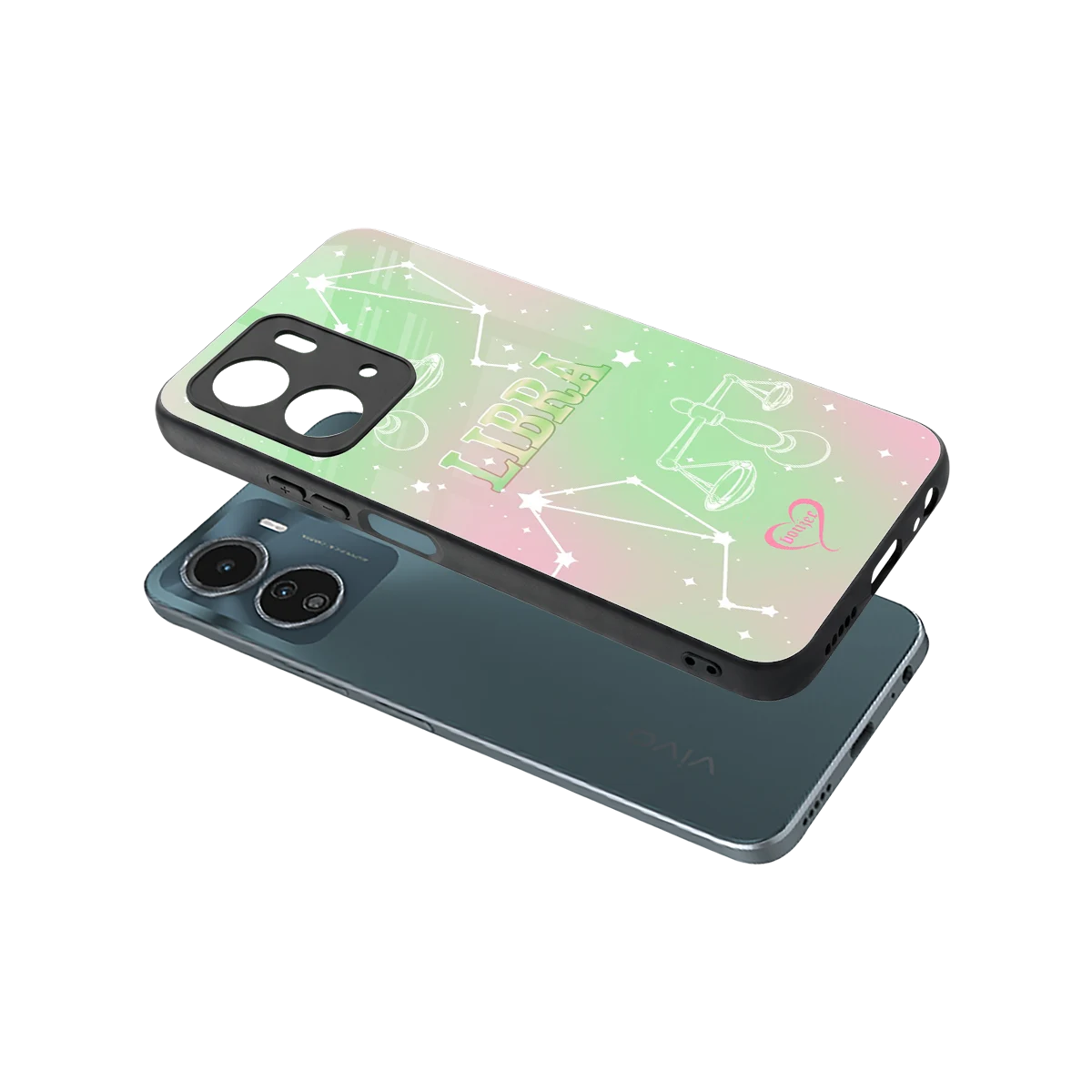 Libra Aura sleek vivo y16 cover with tempered glass back and TPU edges