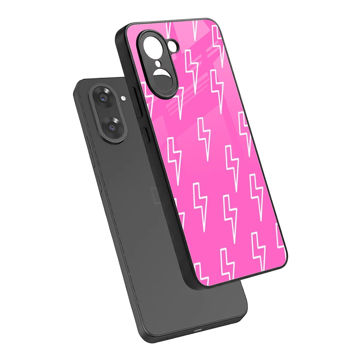 Lightning Pink sleek oneplus nord ce5 5g cover with tempered glass back and TPU edges