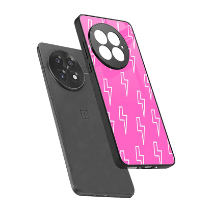 Lightning Pink sleek oneplus 13 cover with tempered glass back and TPU edges