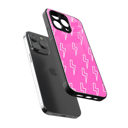 Lightning Pink sleek iphone 15 pro max cover with tempered glass back and TPU edges