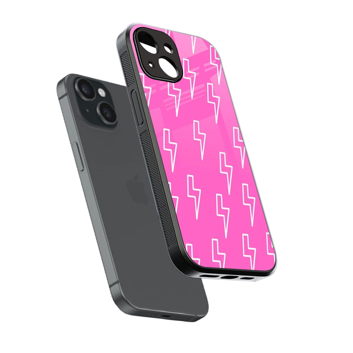 Lightning Pink sleek iphone 15 cover with tempered glass back and TPU edges