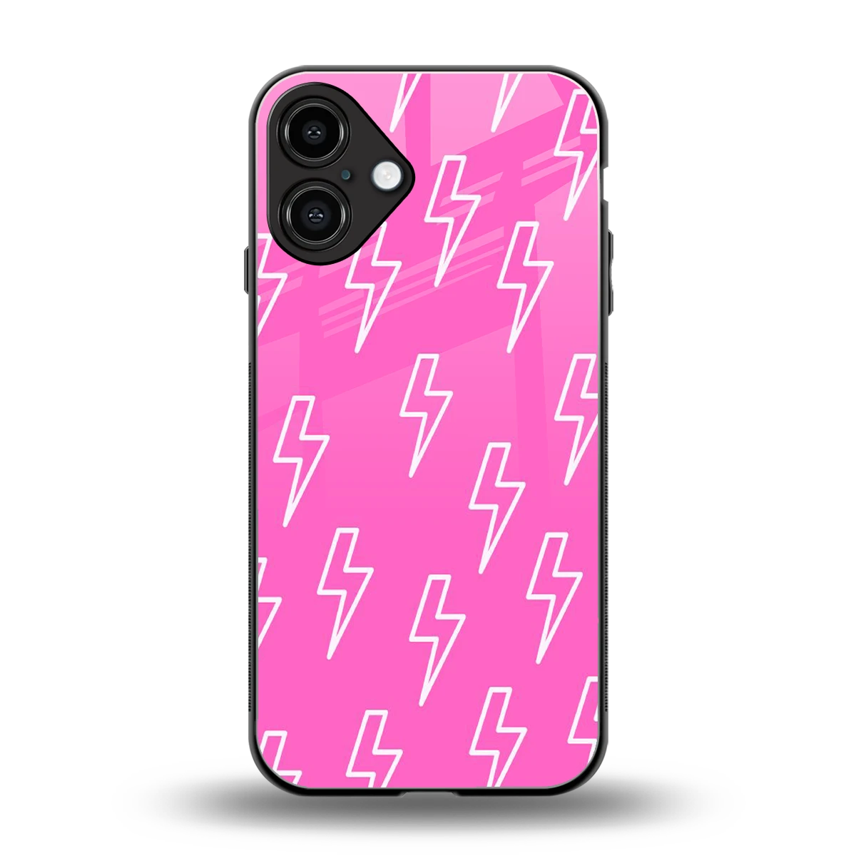 Lightning Pink back phone cover | glass case for iphone 16 plus