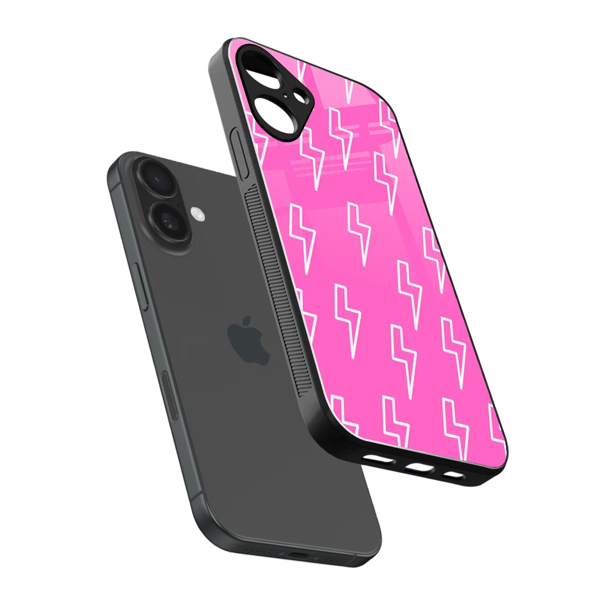 Lightning Pink sleek iphone 16 plus cover with tempered glass back and TPU edges