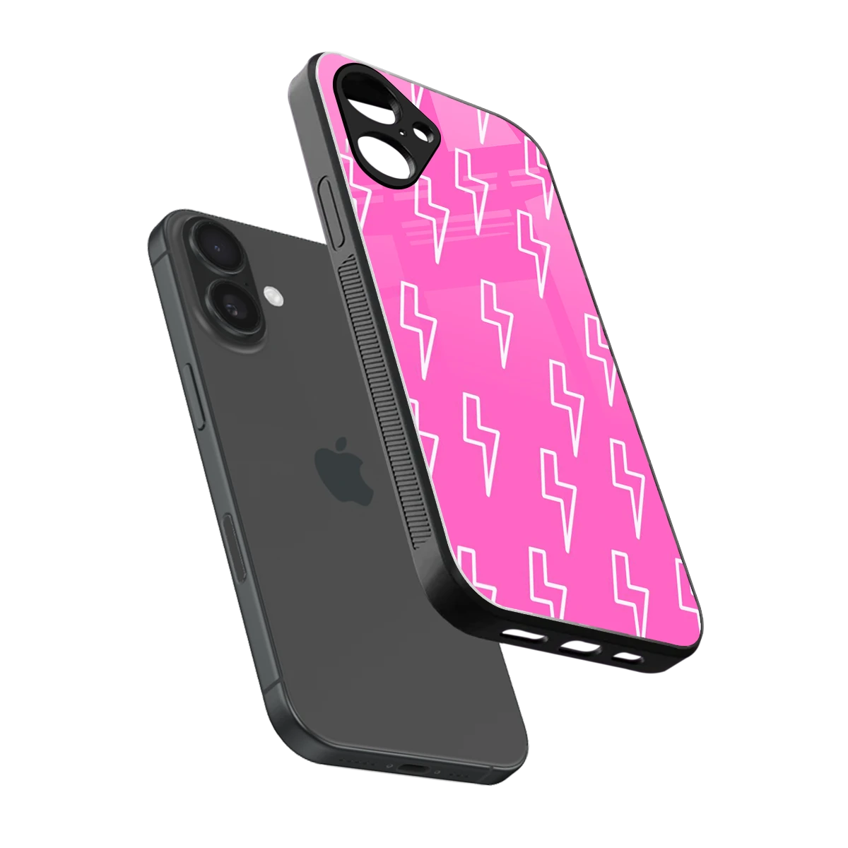 Lightning Pink sleek iPhone 16 cover with tempered glass back and TPU edges