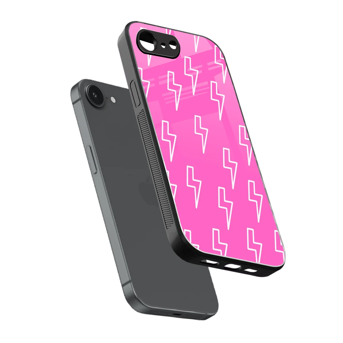 Lightning Pink sleek iphone 16e cover with tempered glass back and TPU edges