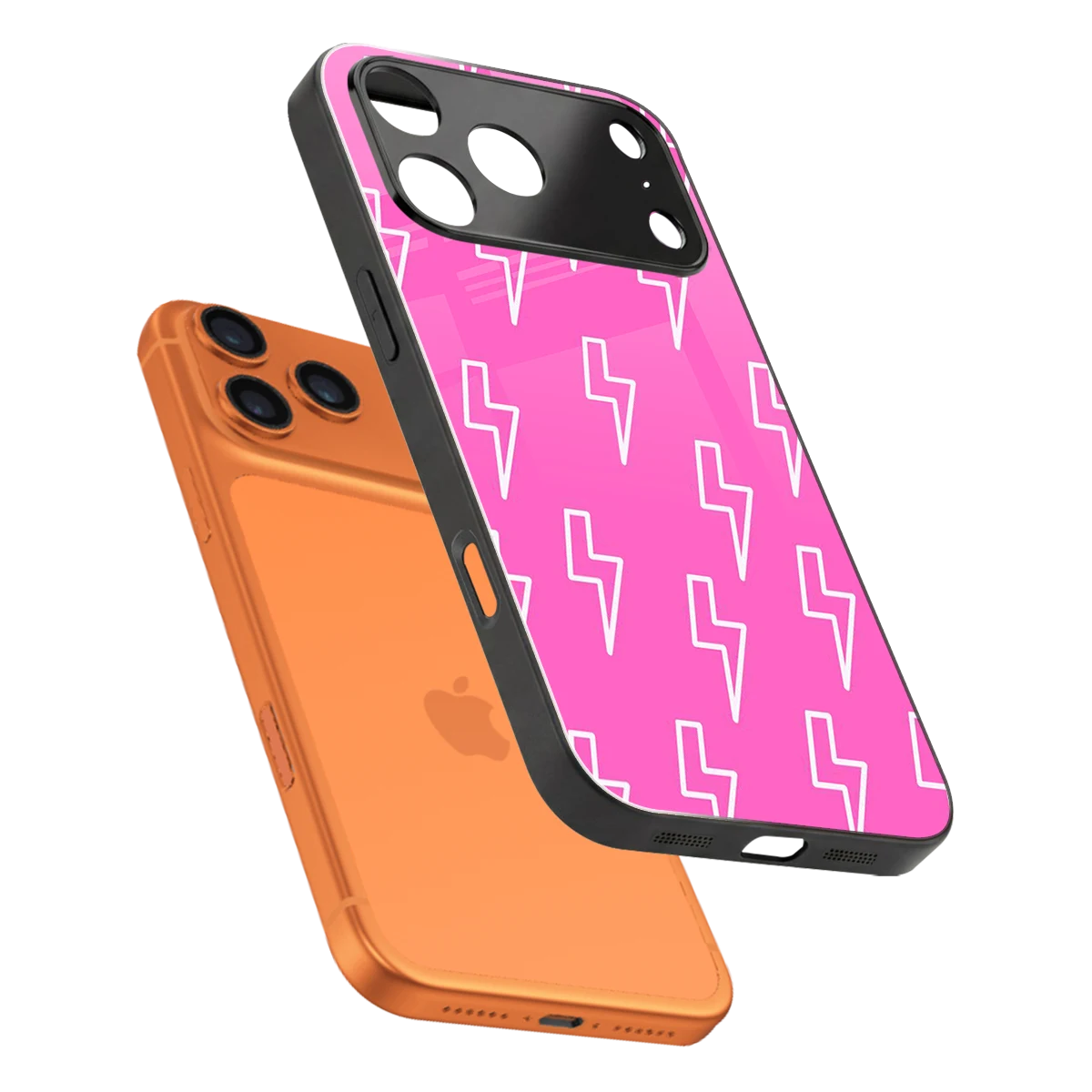 Lightning Pink sleek iphone 17 pro cover with tempered glass back and TPU edges