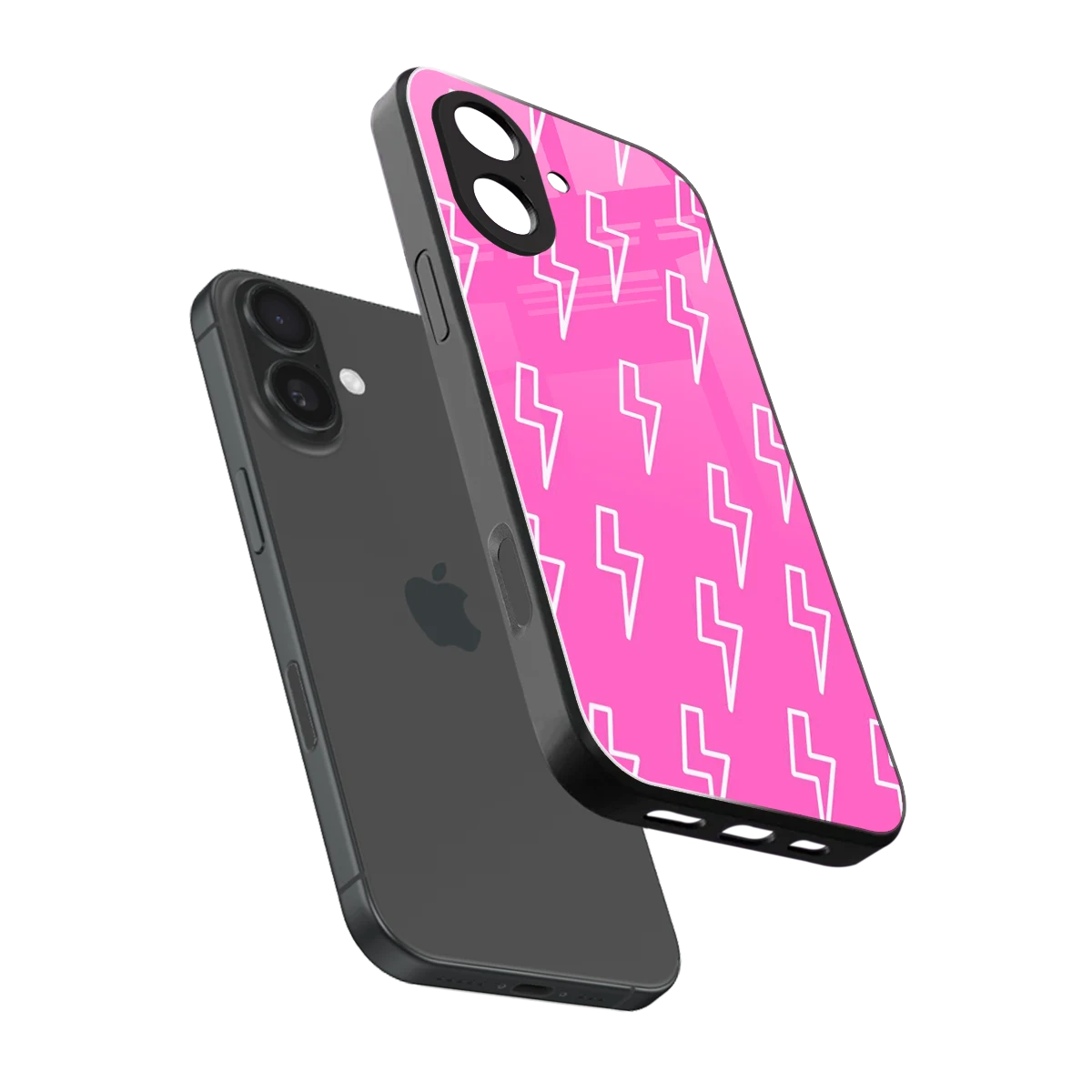 Lightning Pink sleek iphone 17 cover with tempered glass back and TPU edges