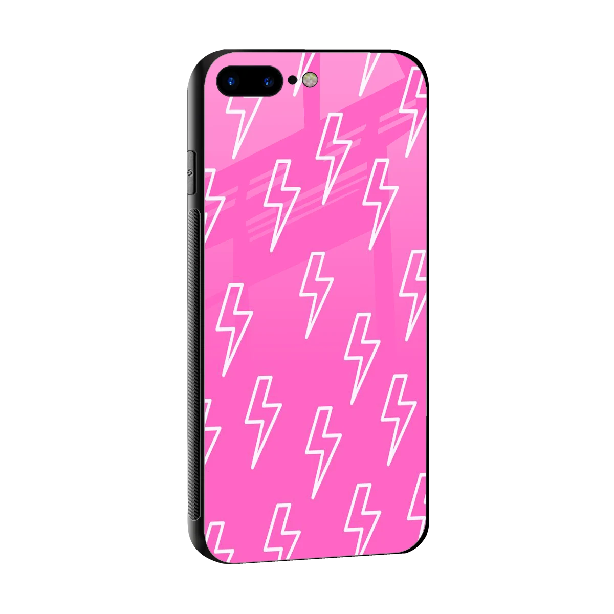 Lightning Pink sleek iphone 8 plus cover with tempered glass back and TPU edges