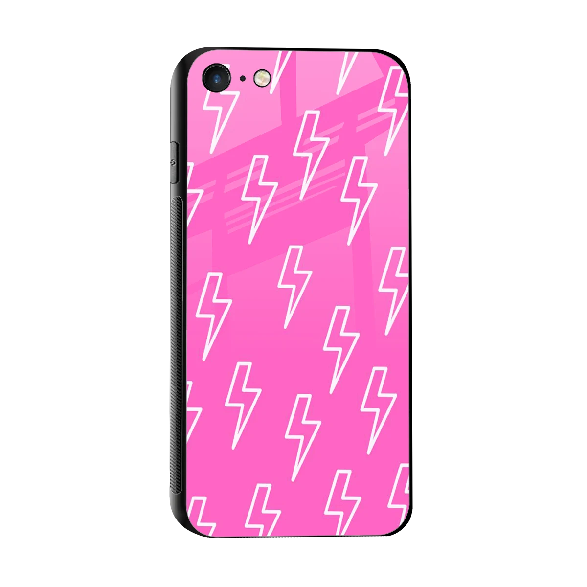 Lightning Pink sleek iphone 7 cover with tempered glass back and TPU edges