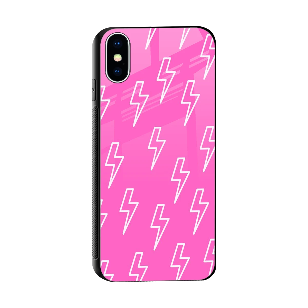 Lightning Pink sleek iphone x cover with tempered glass back and TPU edges