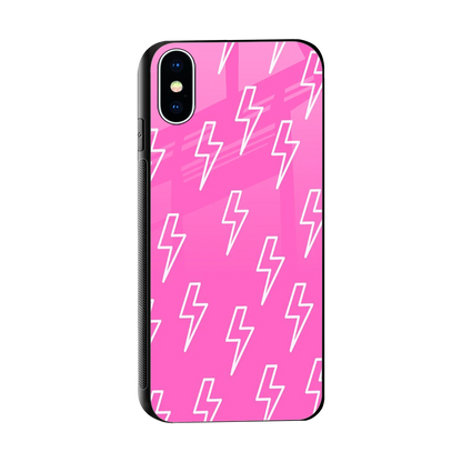 Lightning Pink sleek iphone x cover with tempered glass back and TPU edges