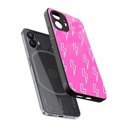 Lightning Pink sleek nothing phone 2 cover with tempered glass back and TPU edges