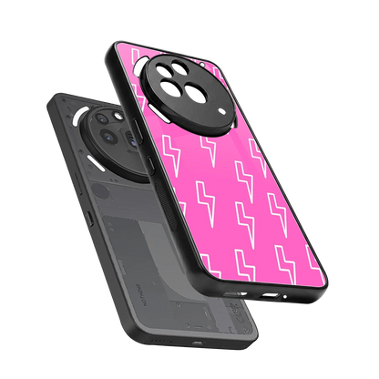 Lightning Pink sleek nothing phone 3a pro cover with tempered glass back and TPU edges