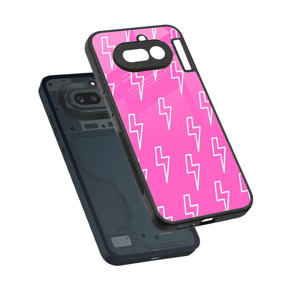 Lightning Pink sleek nothing phone 4a cover with tempered glass back and TPU edges