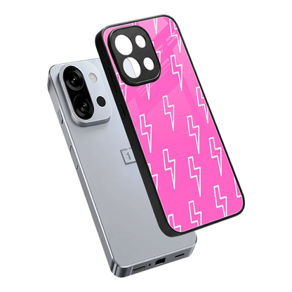 Lightning Pink sleek oneplus 13s cover with tempered glass back and TPU edges