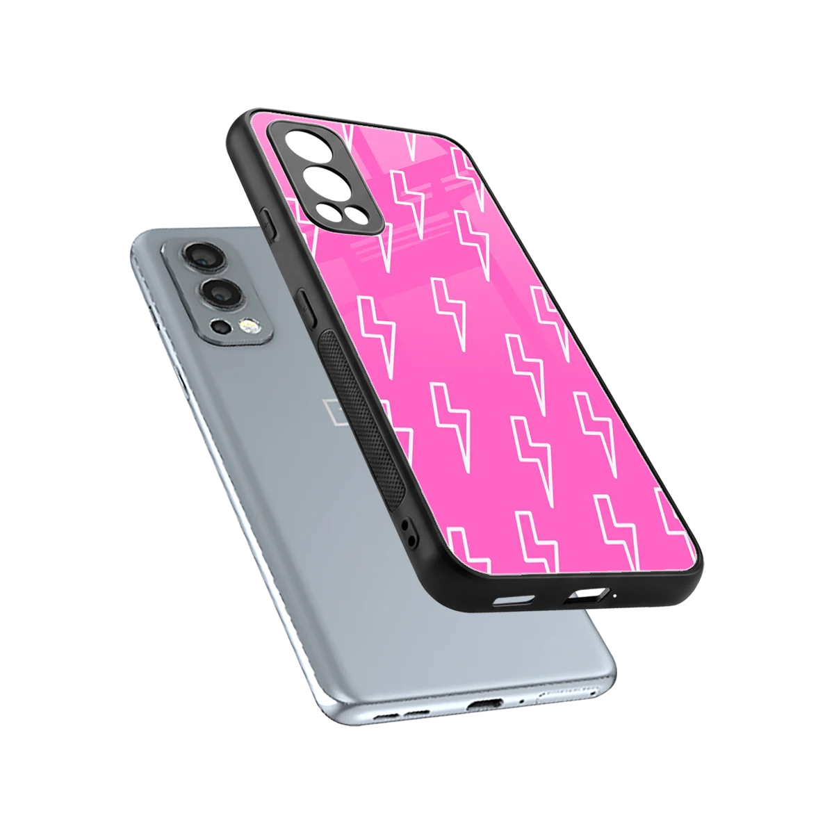 Lightning Pink sleek oneplus nord 2 cover with tempered glass back and TPU edges