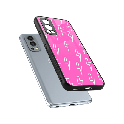 Lightning Pink sleek oneplus nord 2 cover with tempered glass back and TPU edges