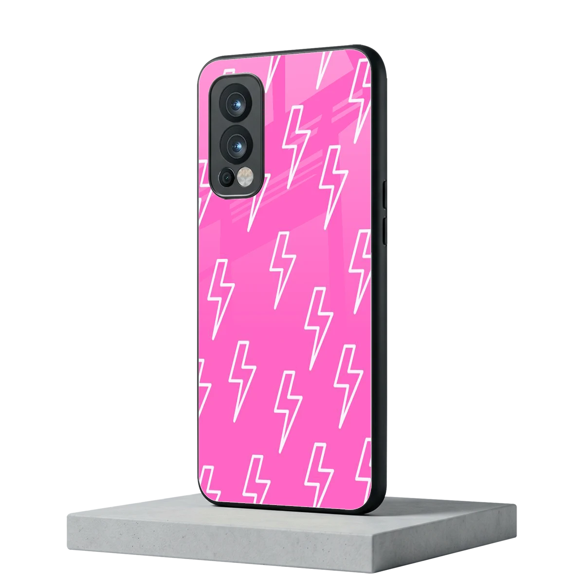 Lightning Pink oneplus nord 2 mobile cover | shockproof glass phone case