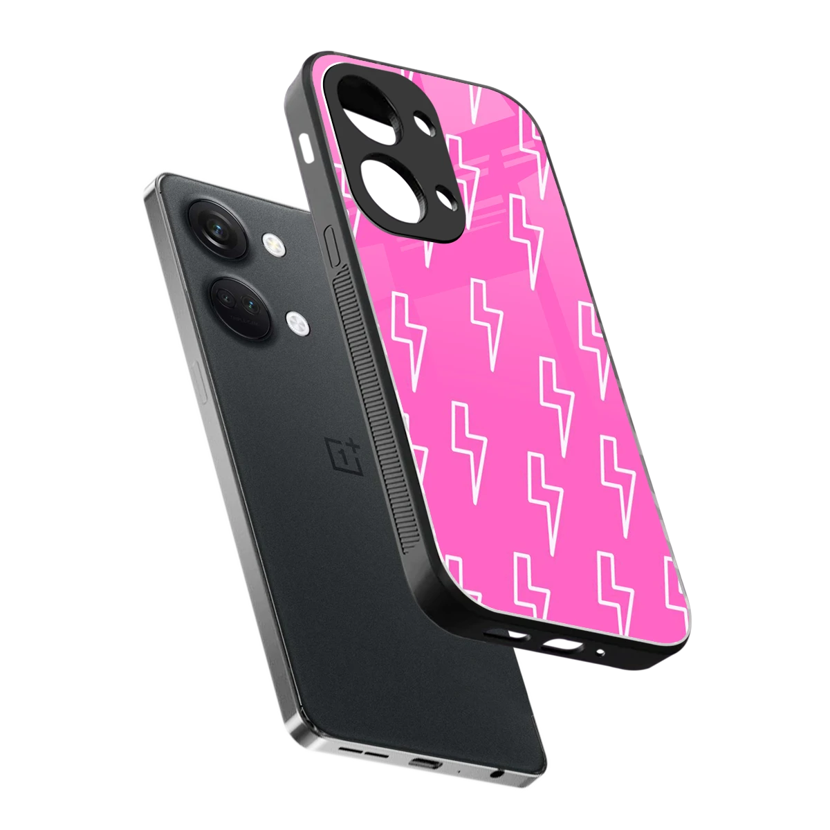 Lightning Pink sleek oneplus nord 3 cover with tempered glass back and TPU edges