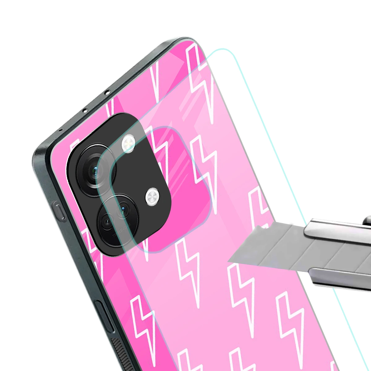 Lightning Pink stylish phone case for oneplus nord 3 | glossy glass and slim fit