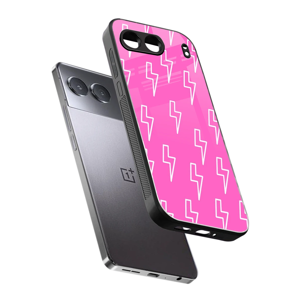 Lightning Pink sleek oneplus nord 4 cover with tempered glass back and TPU edges