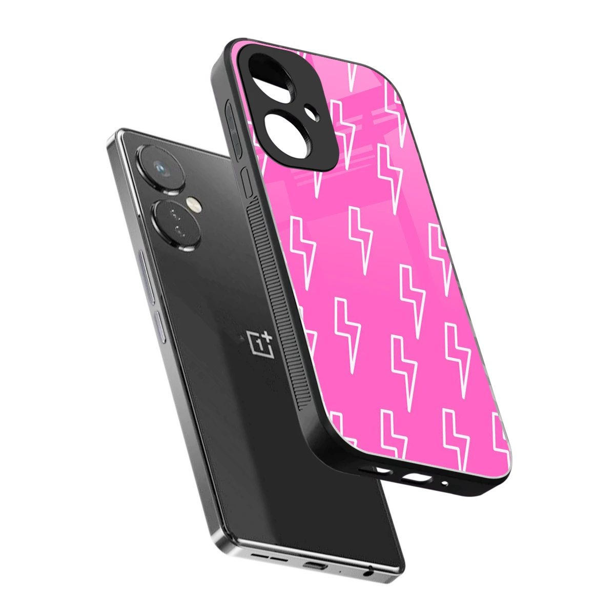Lightning Pink sleek oneplus nord ce 3 cover with tempered glass back and TPU edges