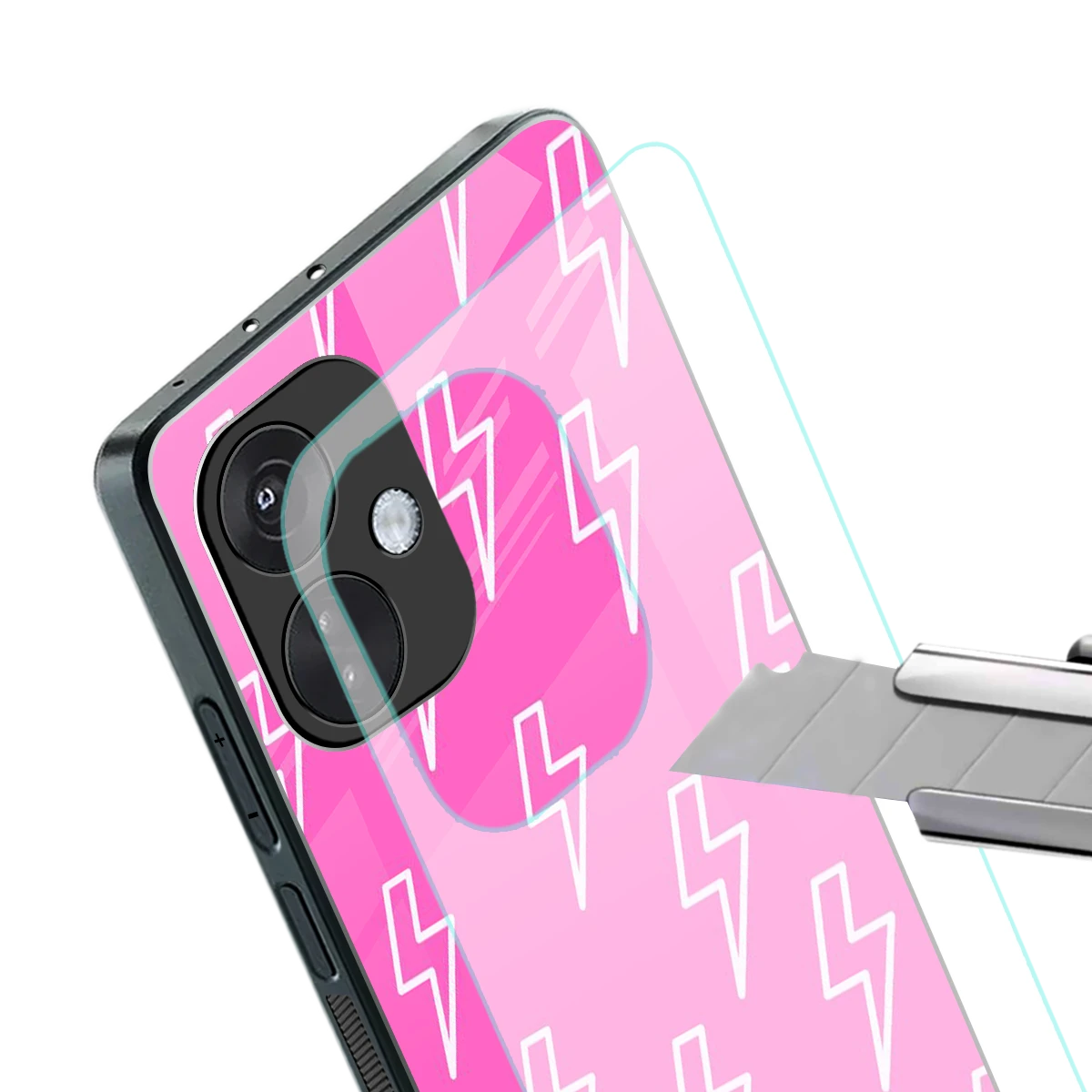 Lightning Pink stylish phone case for oneplus nord ce 3 | glossy glass and slim fit