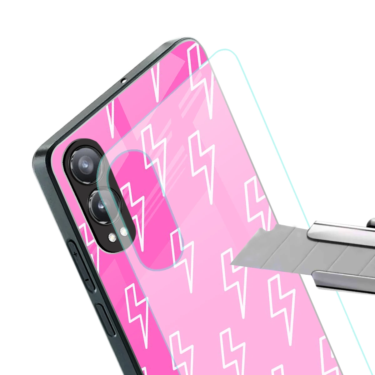 Lightning Pink stylish phone case for oneplus nord ce 4 lite | glossy glass and slim fit