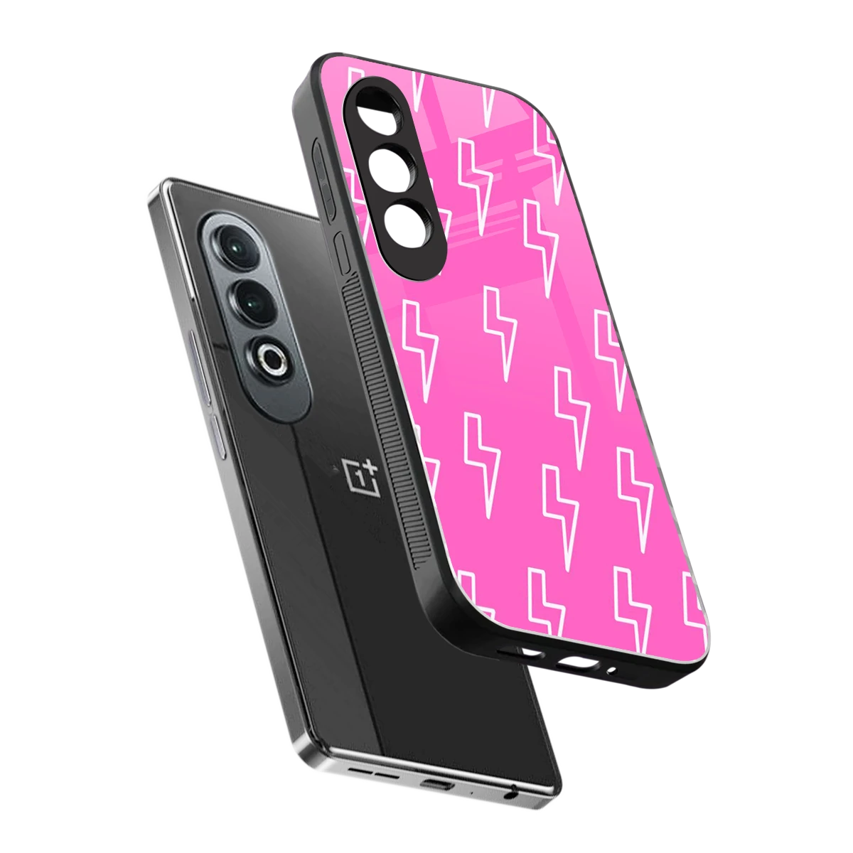 Lightning Pink sleek oneplus nord ce 4 cover with tempered glass back and TPU edges