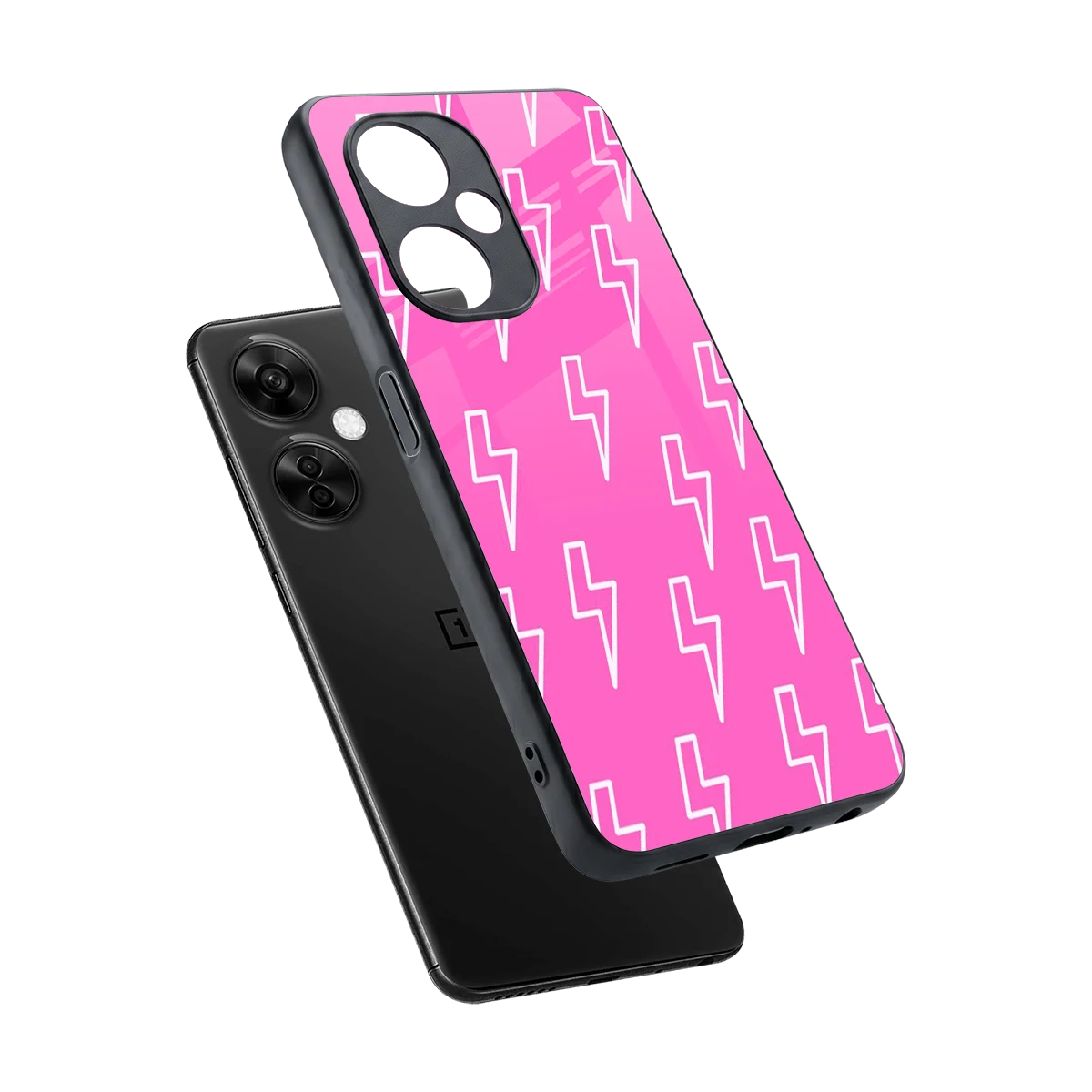 Lightning Pink sleek oneplus nord ce 3 lite cover with tempered glass back and TPU edges