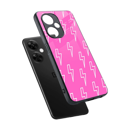 Lightning Pink sleek oneplus nord ce 3 lite cover with tempered glass back and TPU edges
