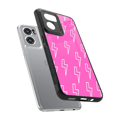 Lightning Pink sleek oneplus nord ce 2 cover with tempered glass back and TPU edges