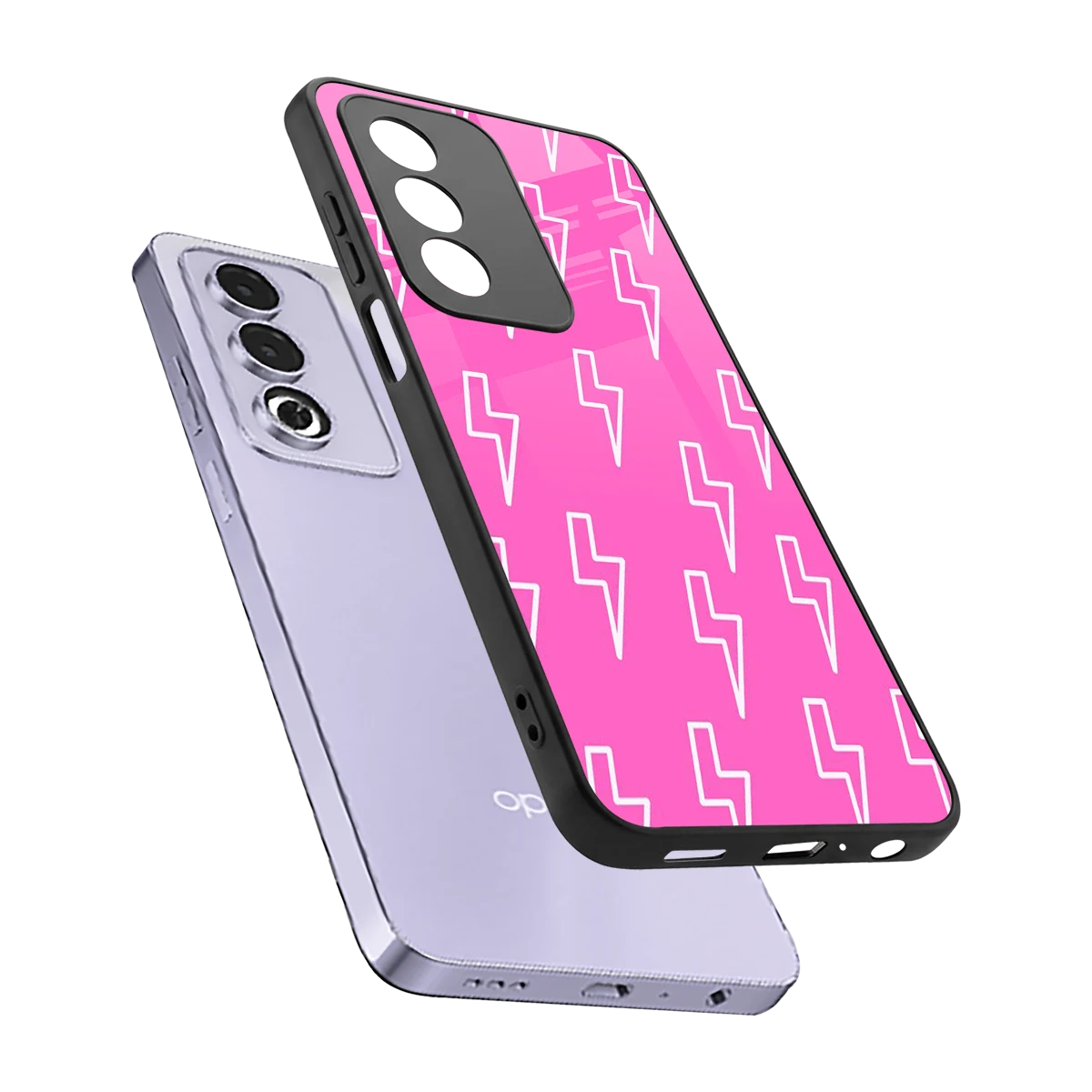 Lightning Pink sleek oppo a3 pro cover with tempered glass back and TPU edges