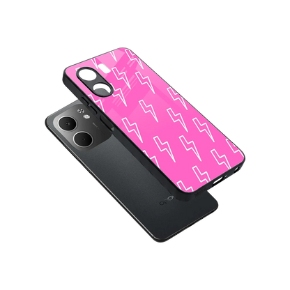 Lightning Pink sleek oppo a5x 5g cover with tempered glass back and TPU edges
