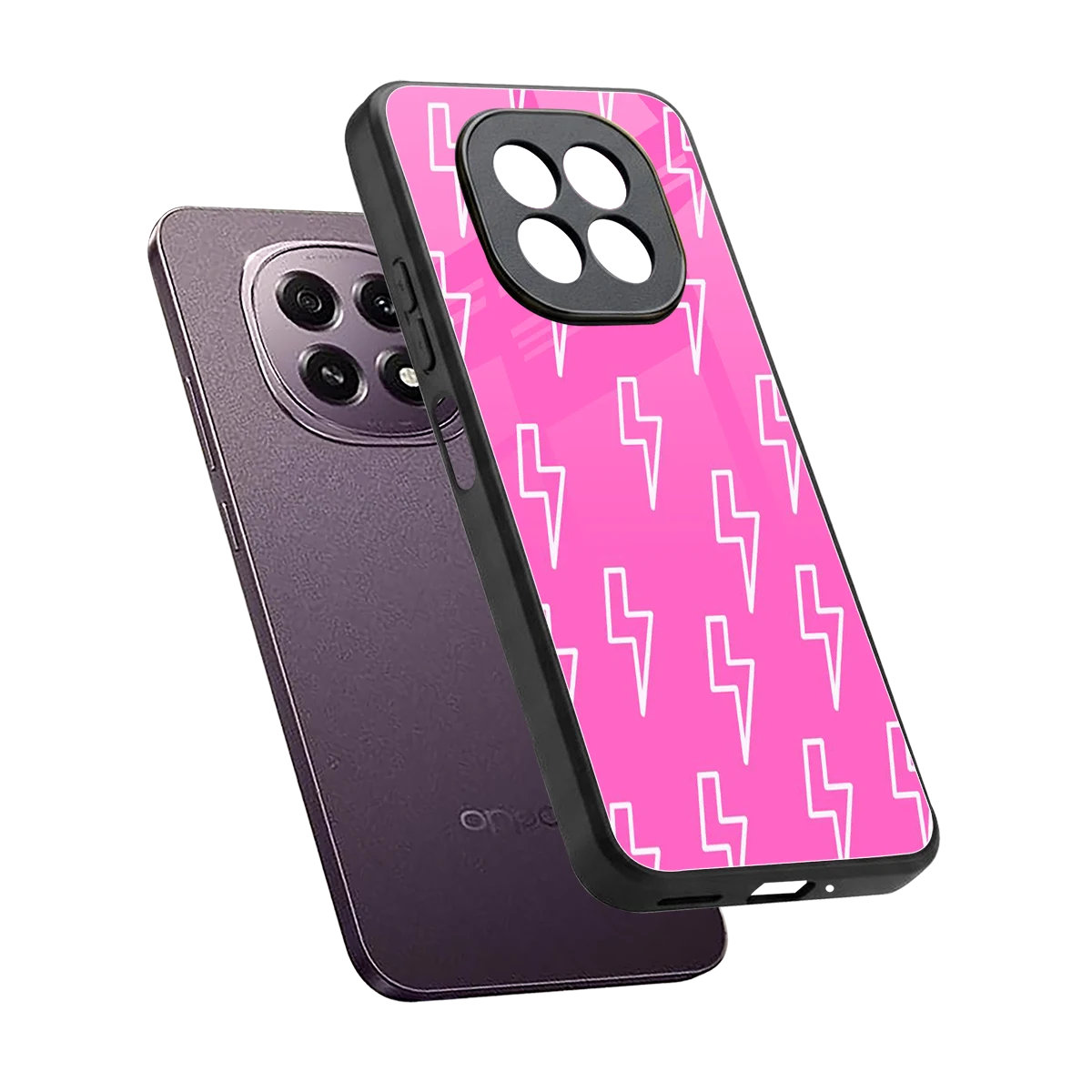 Lightning Pink sleek oppo f29 5g cover with tempered glass back and TPU edges