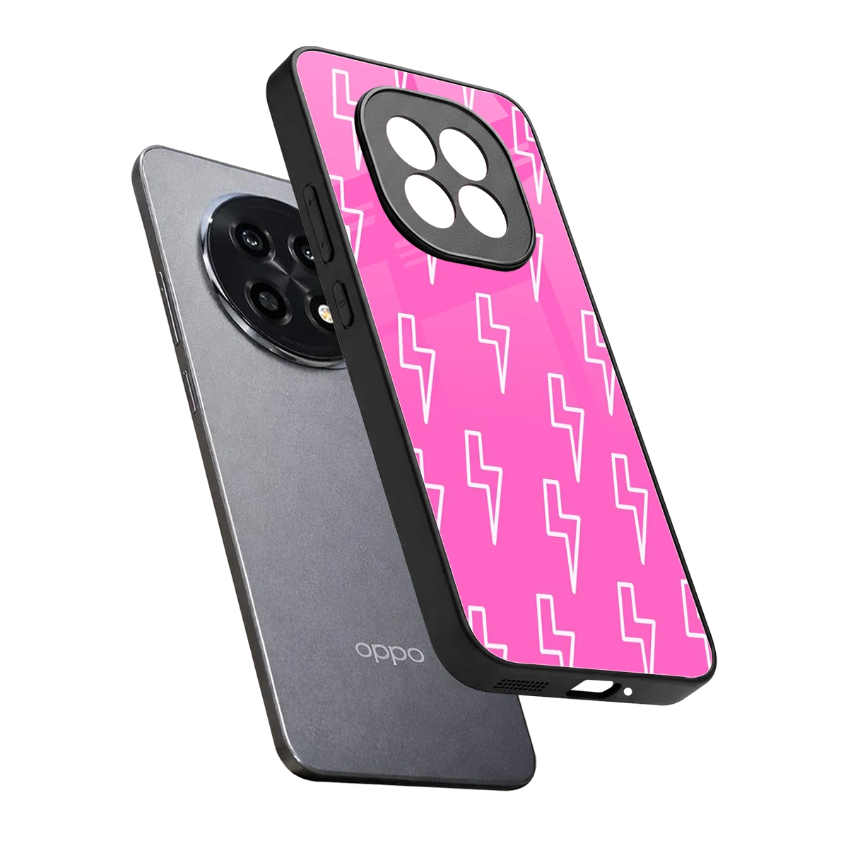 Lightning Pink sleek oppo f29 pro 5g cover with tempered glass back and TPU edges