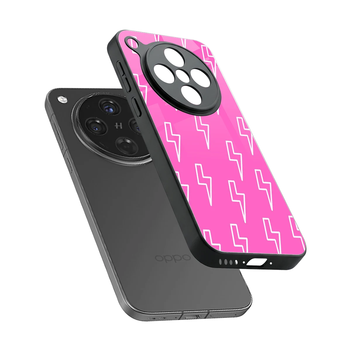 Lightning Pink sleek oppo find x8 cover with tempered glass back and TPU edges