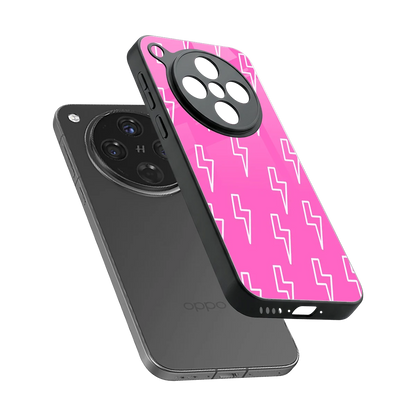 Lightning Pink sleek oppo find x8 cover with tempered glass back and TPU edges