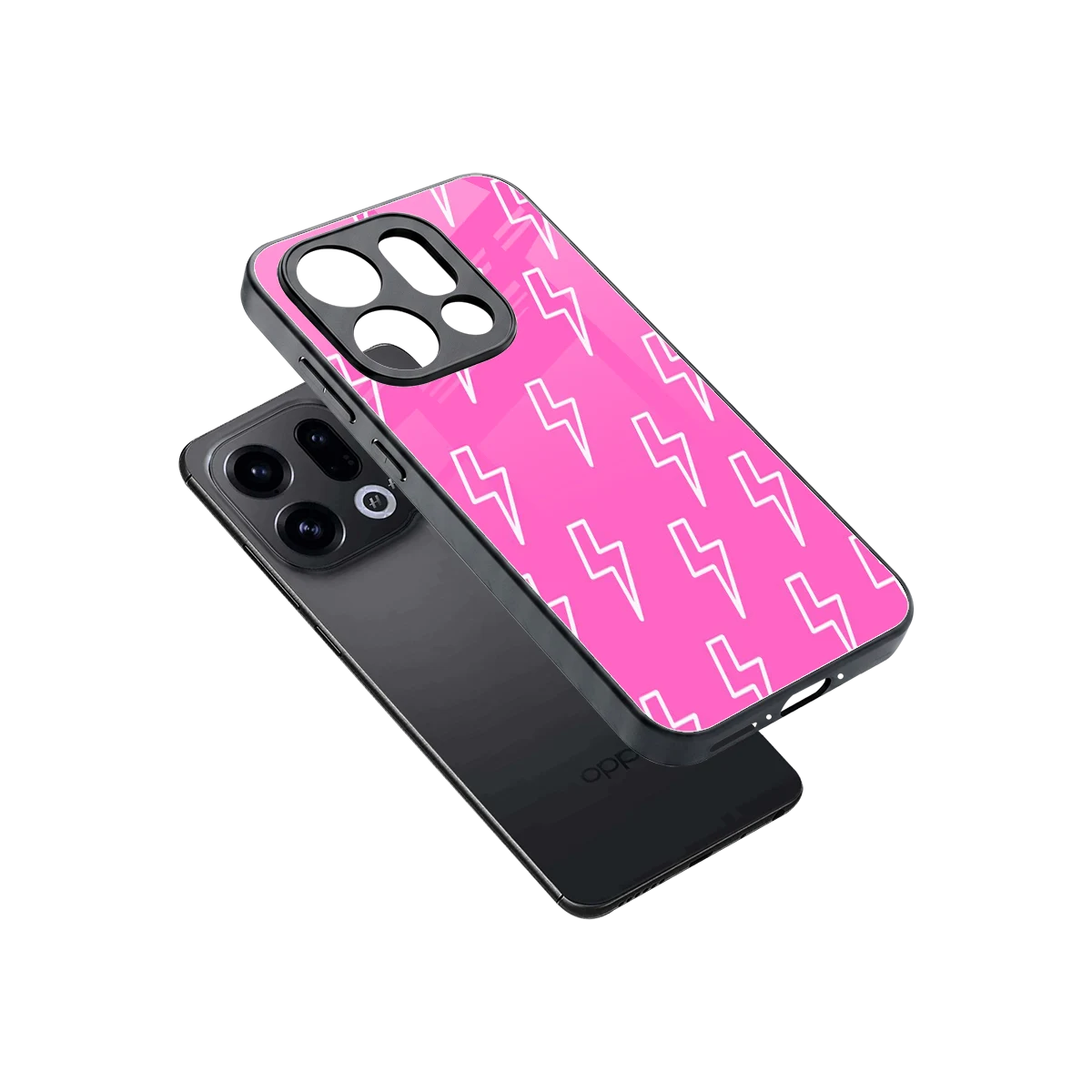Lightning Pink sleek oppo find x9 cover with tempered glass back and TPU edges