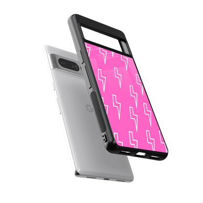 Lightning Pink sleek google pixel 7 pro cover with tempered glass back and TPU edges