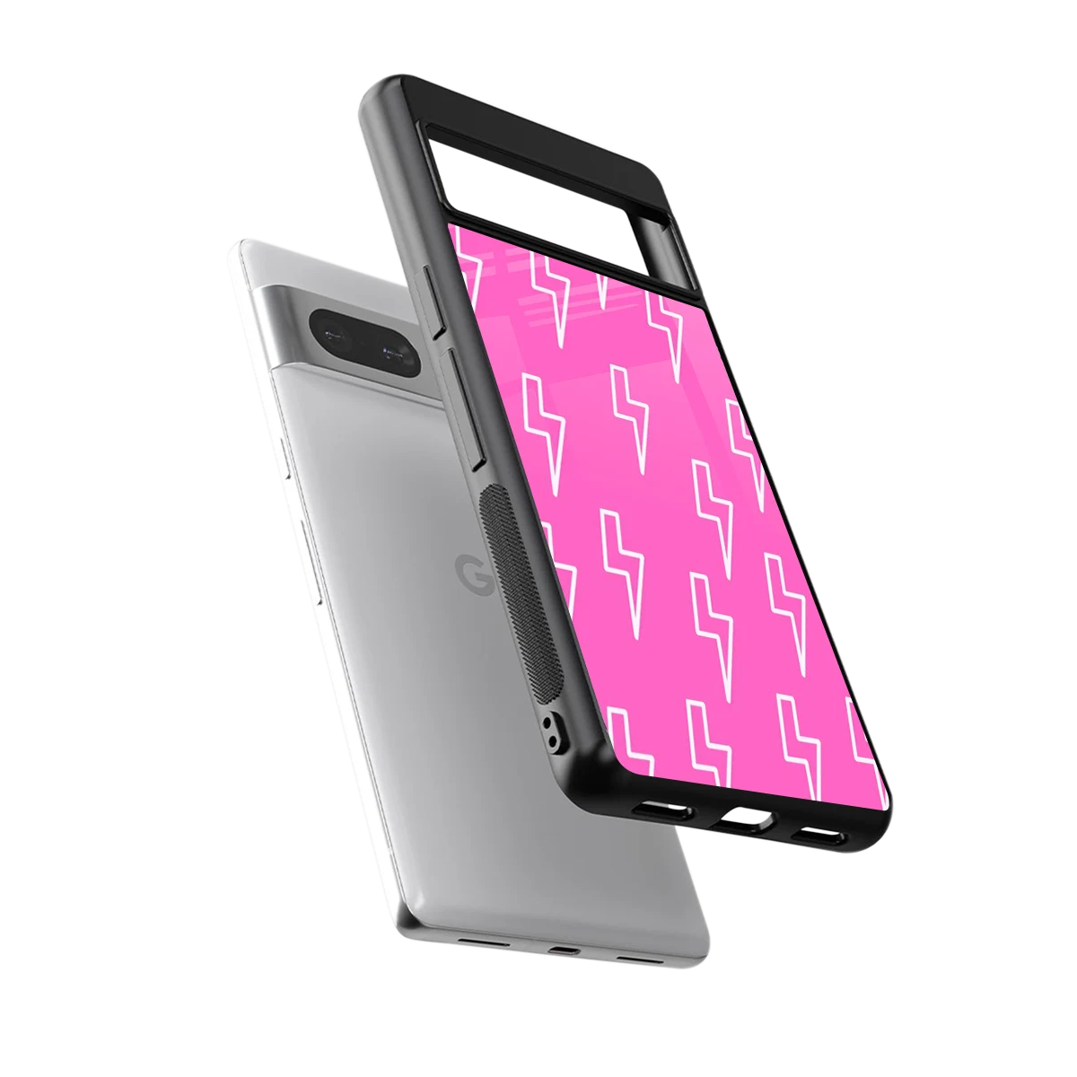 Lightning Pink sleek google pixel 7 cover with tempered glass back and TPU edges