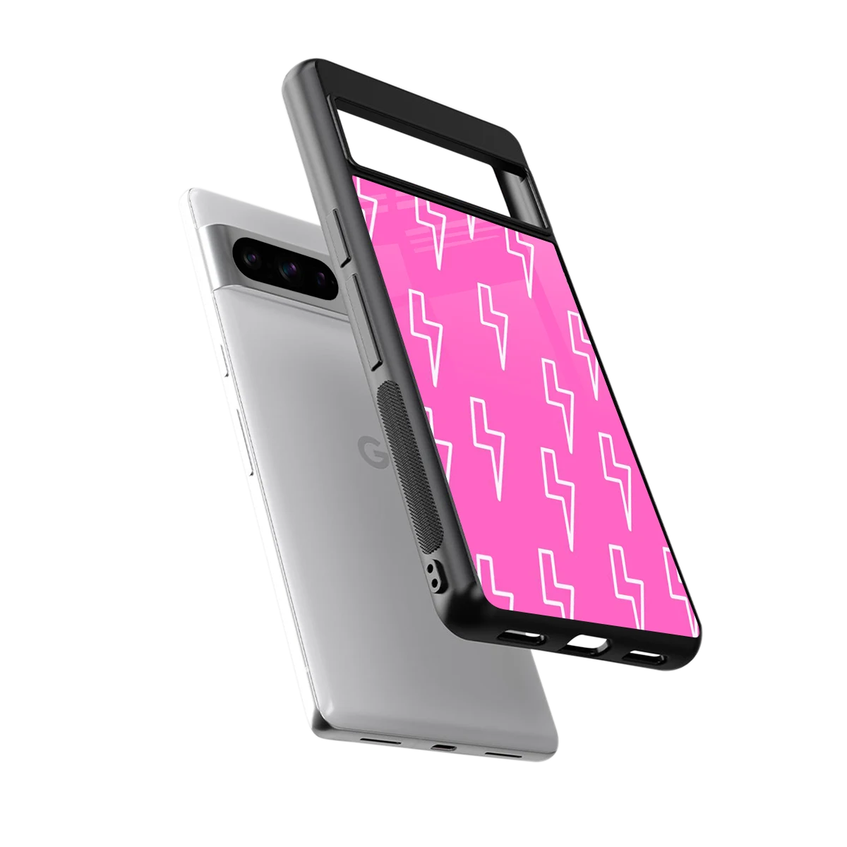 Lightning Pink sleek google pixel 8 pro cover with tempered glass back and TPU edges