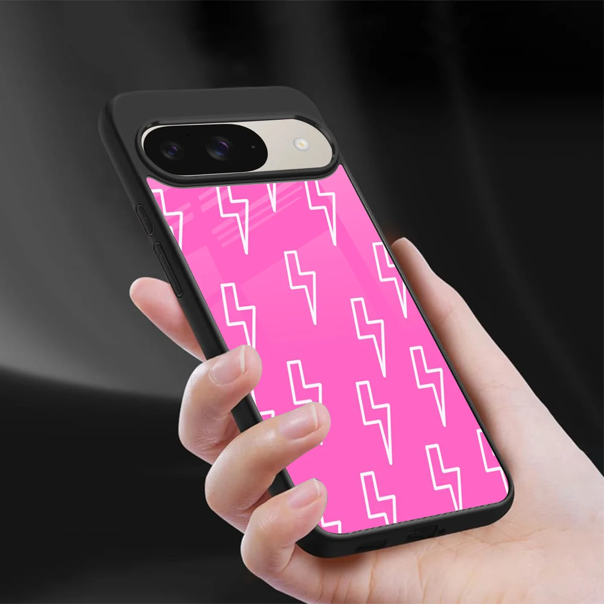 Lightning Pink sleek google pixel 9 cover with tempered glass back and TPU edges