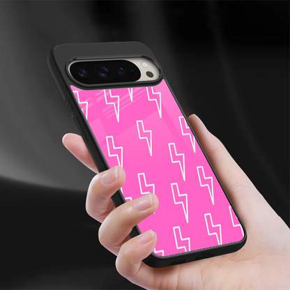 Lightning Pink sleek google pixel 9 pro xl cover with tempered glass back and TPU edges