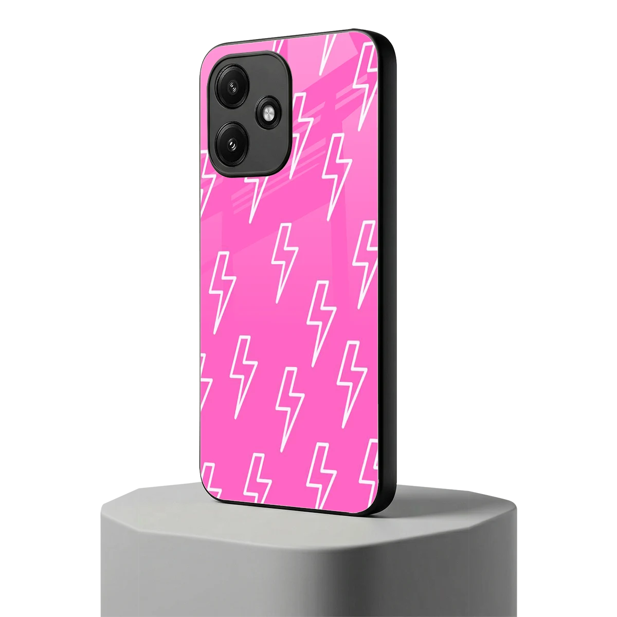 Lightning Pink redmi 12 5g mobile cover | shockproof glass phone case