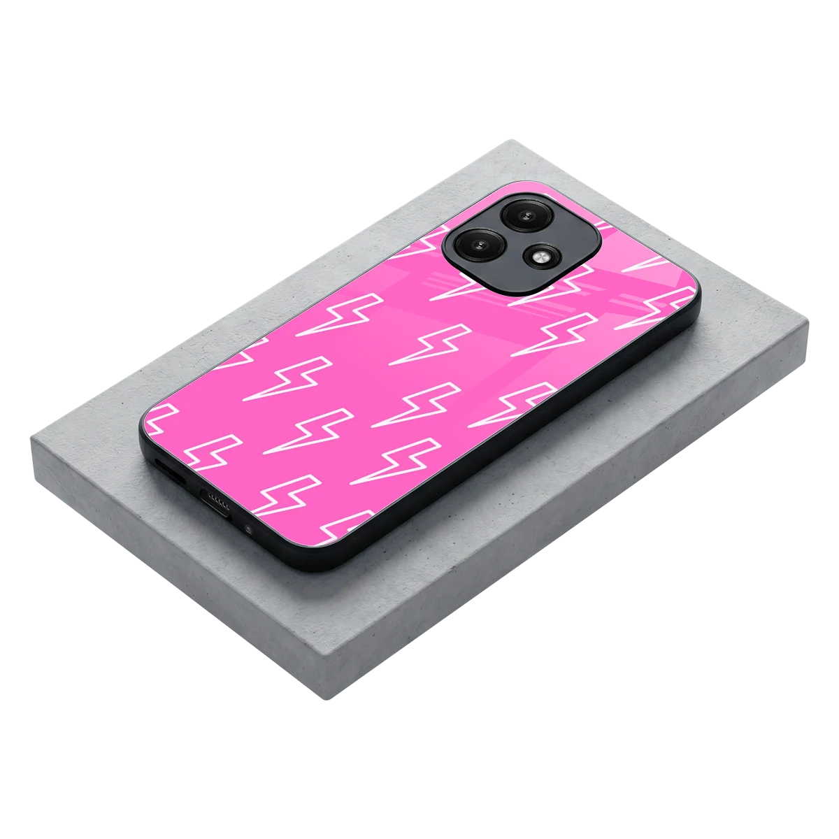 Lightning Pink stylish phone case for redmi 12 5g | glossy glass and slim fit