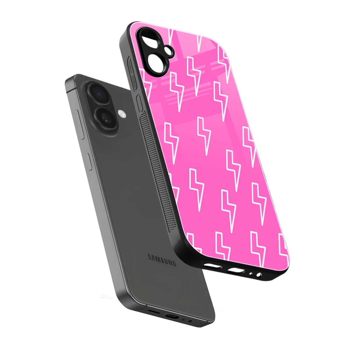 Lightning Pink sleek samsung galaxy a06 5g cover with tempered glass back and TPU edges