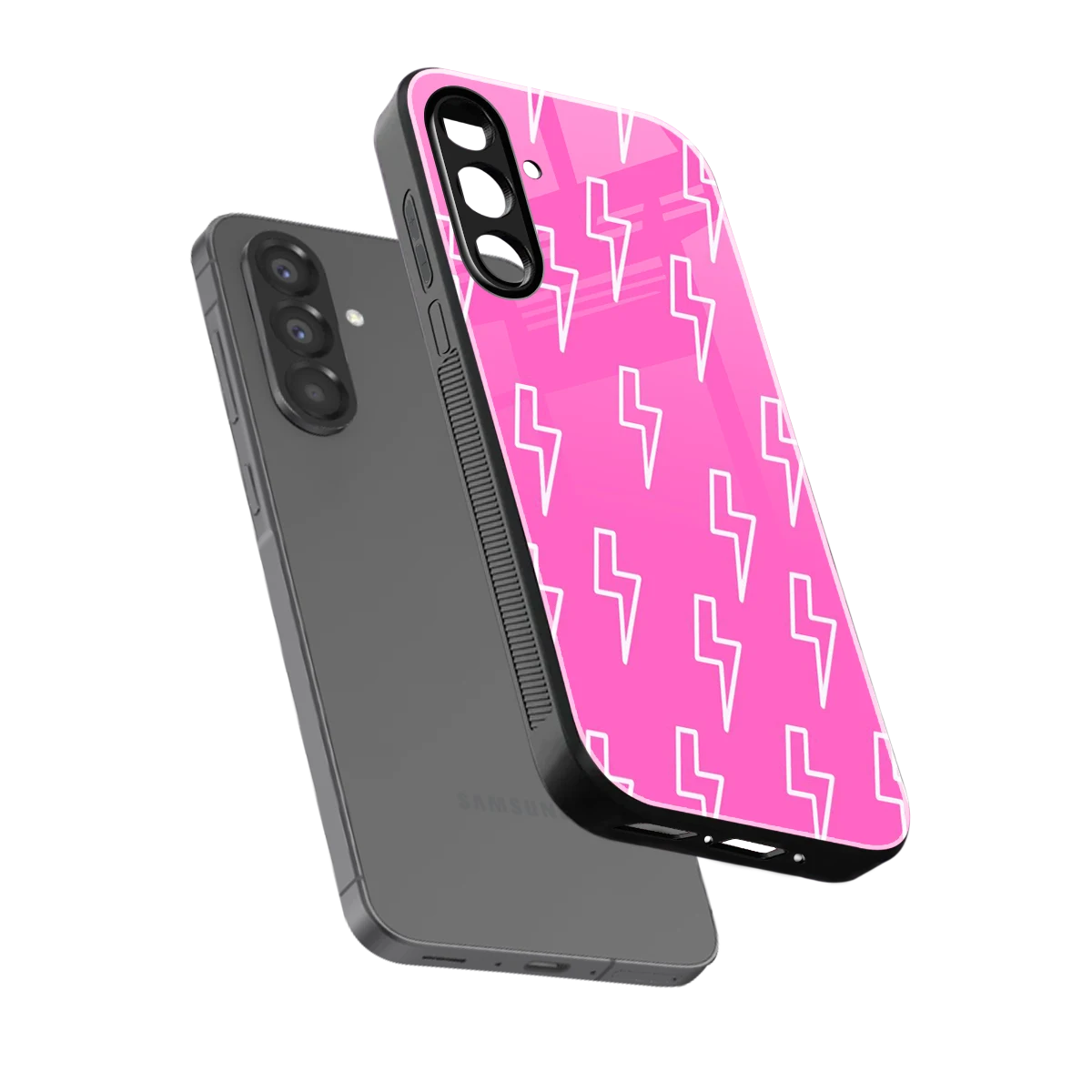 Lightning Pink sleek samsung galaxy a37 5g cover with tempered glass back and TPU edges