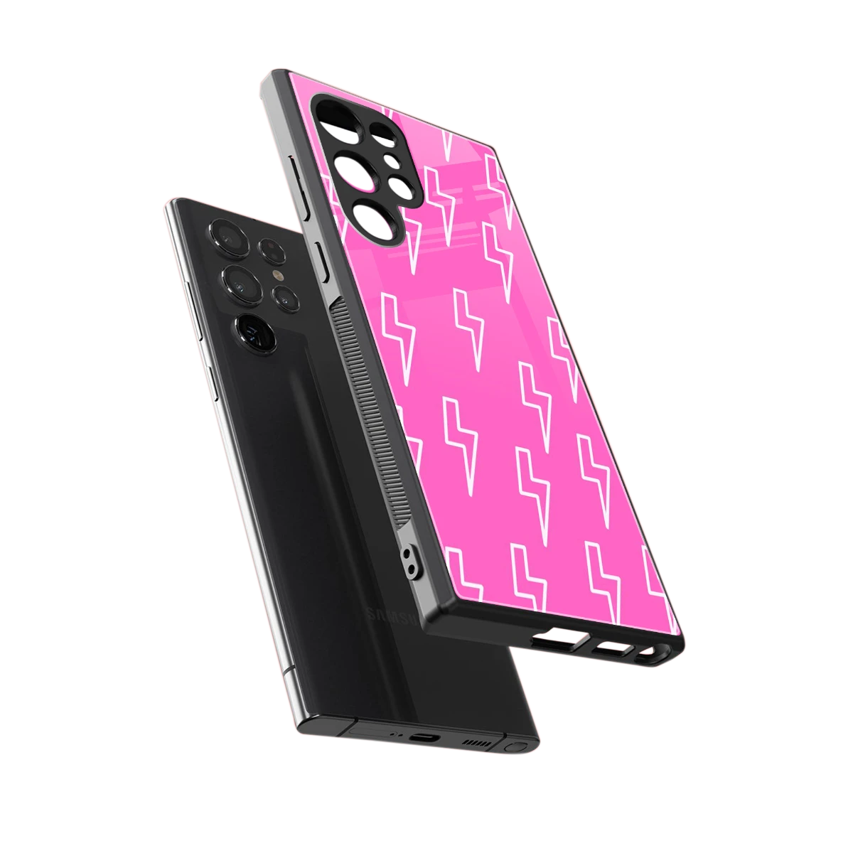 Lightning Pink sleek samsung galaxy s23 ultra cover with tempered glass back and TPU edges